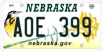 NE license plate AOE399