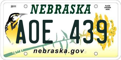 NE license plate AOE439