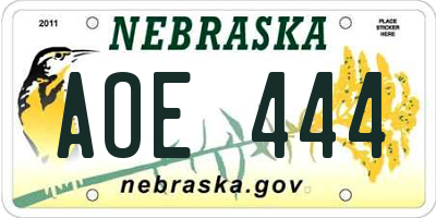 NE license plate AOE444