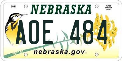 NE license plate AOE484