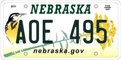 NE license plate AOE495