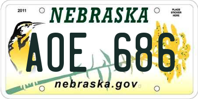 NE license plate AOE686