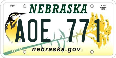 NE license plate AOE771