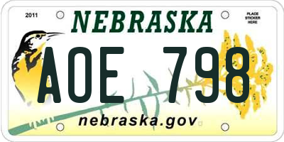 NE license plate AOE798