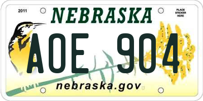 NE license plate AOE904