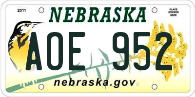 NE license plate AOE952