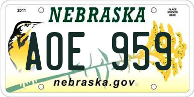 NE license plate AOE959