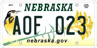 NE license plate AOF023