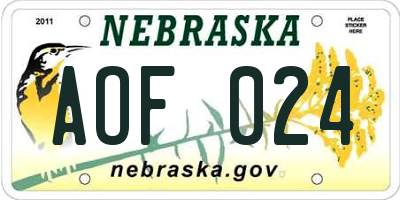 NE license plate AOF024