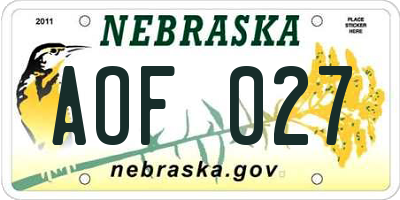 NE license plate AOF027