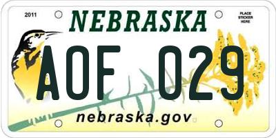 NE license plate AOF029