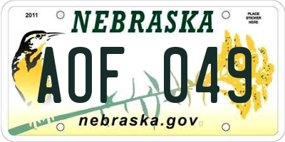 NE license plate AOF049