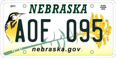 NE license plate AOF095