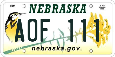 NE license plate AOF111