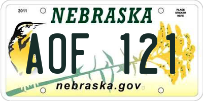 NE license plate AOF121