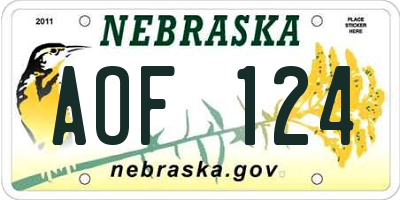 NE license plate AOF124