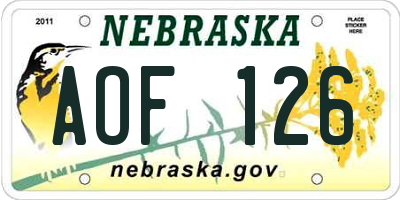 NE license plate AOF126