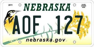 NE license plate AOF127