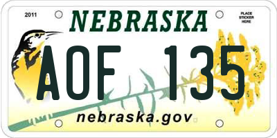 NE license plate AOF135