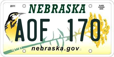NE license plate AOF170