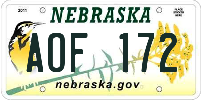 NE license plate AOF172