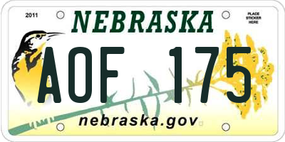 NE license plate AOF175