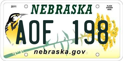 NE license plate AOF198
