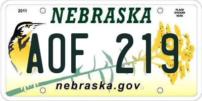 NE license plate AOF219