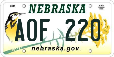 NE license plate AOF220