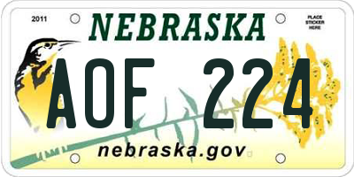 NE license plate AOF224