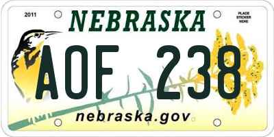 NE license plate AOF238