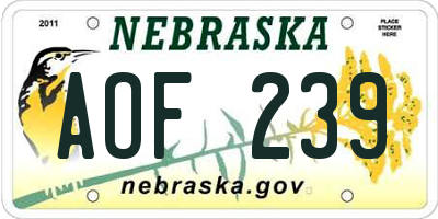 NE license plate AOF239