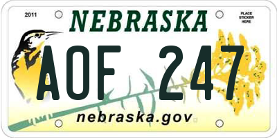 NE license plate AOF247