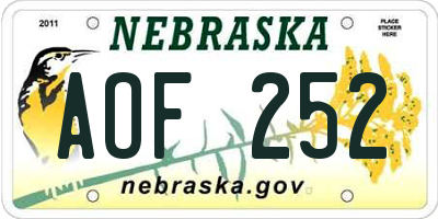 NE license plate AOF252