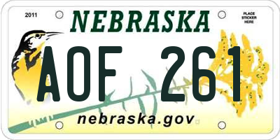 NE license plate AOF261