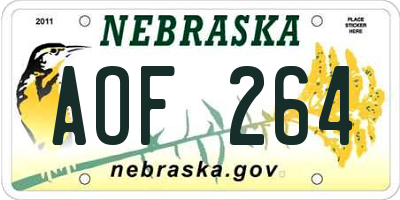 NE license plate AOF264