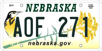 NE license plate AOF271