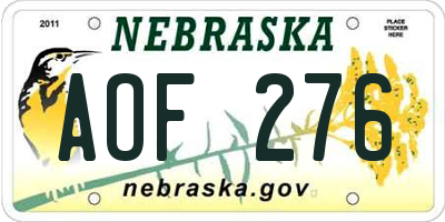 NE license plate AOF276
