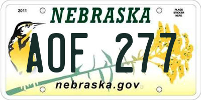 NE license plate AOF277