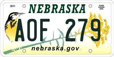 NE license plate AOF279