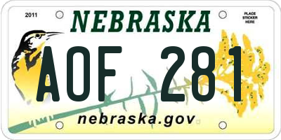 NE license plate AOF281