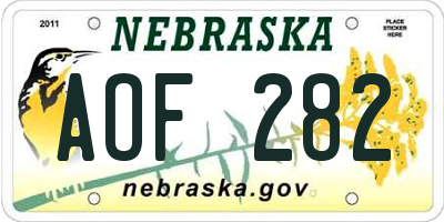 NE license plate AOF282