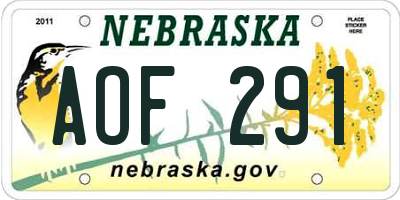 NE license plate AOF291