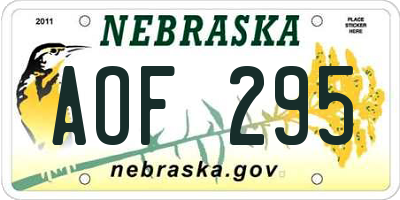 NE license plate AOF295