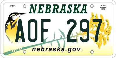 NE license plate AOF297