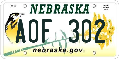 NE license plate AOF302