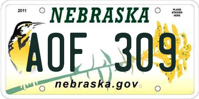 NE license plate AOF309