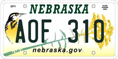 NE license plate AOF310