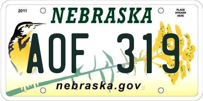 NE license plate AOF319