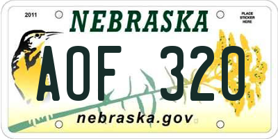 NE license plate AOF320